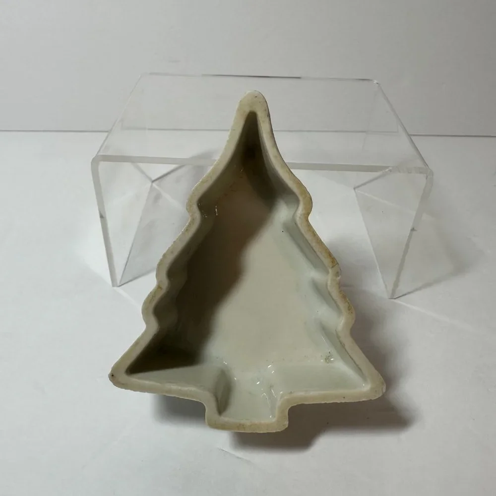 Lefton Vintage Hand Painted Porcelain Christmas Tree Trinket Box Made In Japan - Picture 6 of 8